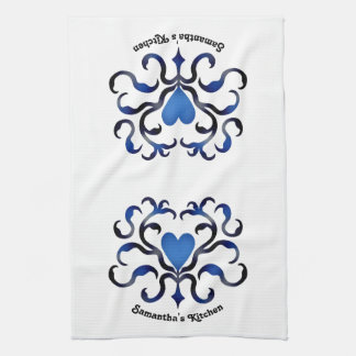 Linge De Cuisine Coeur bleu médiéval