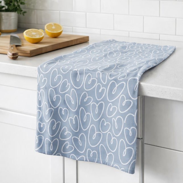 Linge De Cuisine Cœur Bleu Moderne (Créateur téléchargé)