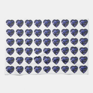 Linge De Cuisine Coeur bleu saphir