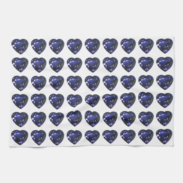 Linge De Cuisine Coeur bleu saphir (Horizontal)