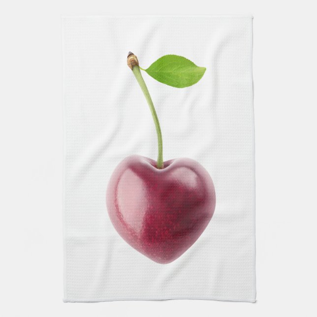Linge De Cuisine Coeur cerise (Vertical)