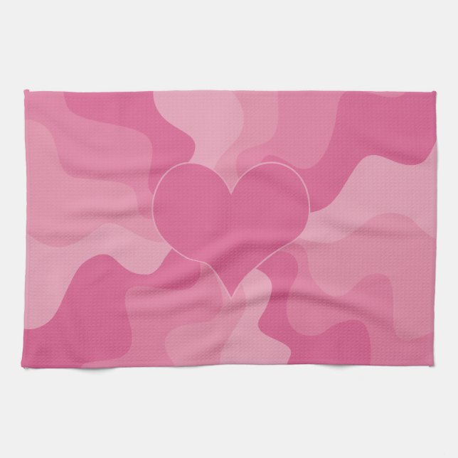 Linge De Cuisine Coeur d'amour - rose (Horizontal)