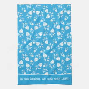 Linge De Cuisine Coeur de fleur bleu avec fleurs motif