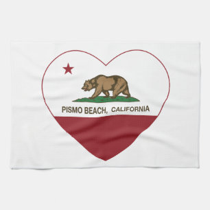 Linge De Cuisine coeur de plage de pismo de drapeau de la