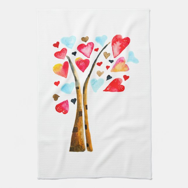 Linge De Cuisine Coeur des valentines aquarelle art (Vertical)