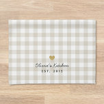 Linge De Cuisine Coeur d'or rustique et Buffle beige chèque<br><div class="desc">Cuisine de style rustique et moderne sur mesure,  serviette de cuisine design avec nom sur motif de buffle beige.</div>
