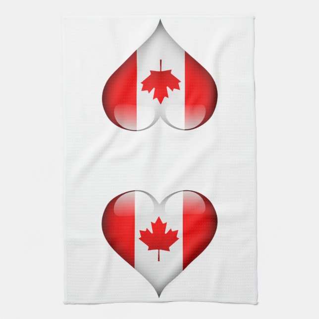 Linge De Cuisine Coeur en verre du drapeau canadien (Vertical)