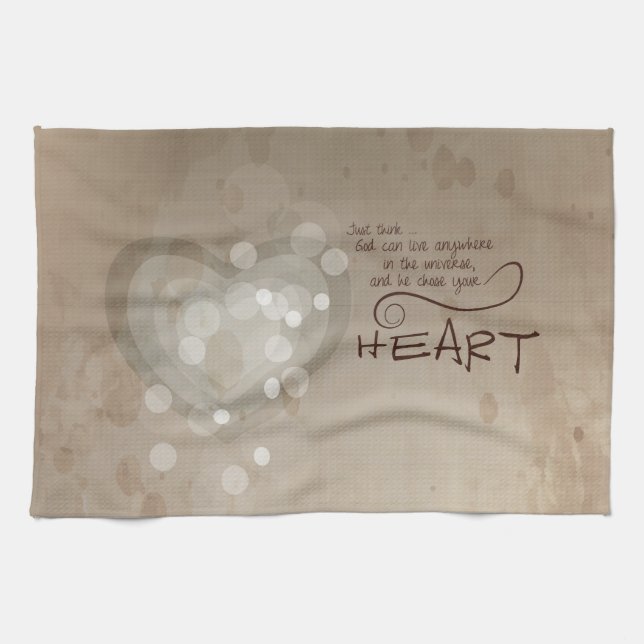 Linge De Cuisine Coeur Encouragement Religieux, Grunge (Horizontal)