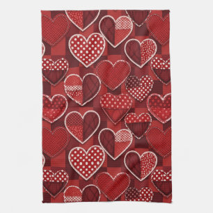 Linge De Cuisine Cœur moderne de la Saint-Valentin Rouge Noir Blanc