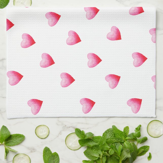 Linge De Cuisine Coeur rouge mignon romantique (Plié)