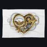 Linge De Cuisine Coeur vapeur avec un manomètre<br><div class="desc">Coeur steampunk mécanique,  volumétrique,  avec manomètre,  acier et or sur arrière - plan blanc. Style Steampunk.</div>