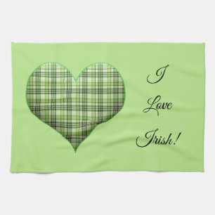 Linge De Cuisine Coeur vert rétro plaid St Patrick I love Irish