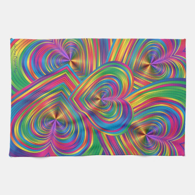Linge De Cuisine Coeurs Abstraits Abstraits (Horizontal)