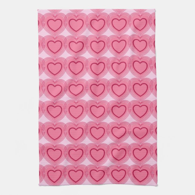 Linge De Cuisine Coeurs Abstraits modernes - Azalea rose (Vertical)