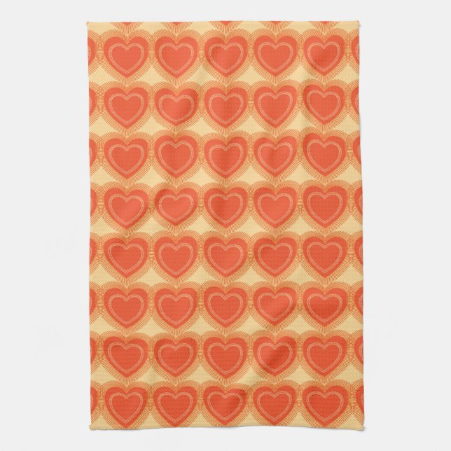 Linge De Cuisine Coeurs Abstraits modernes - Mandarin Orange (Vertical)