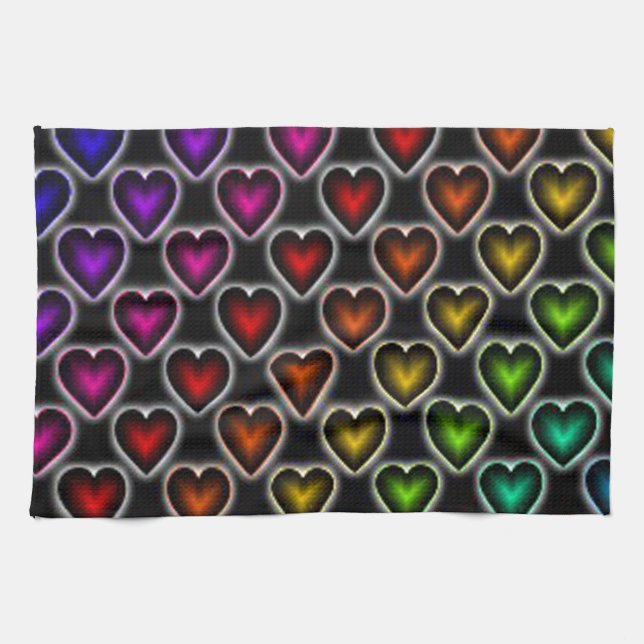 Linge De Cuisine Coeurs arc-en-ciel (Horizontal)
