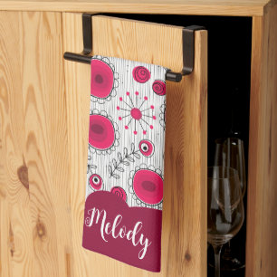 Linge De Cuisine Coeurs blancs blancs blancs blancs Whimsical fleur