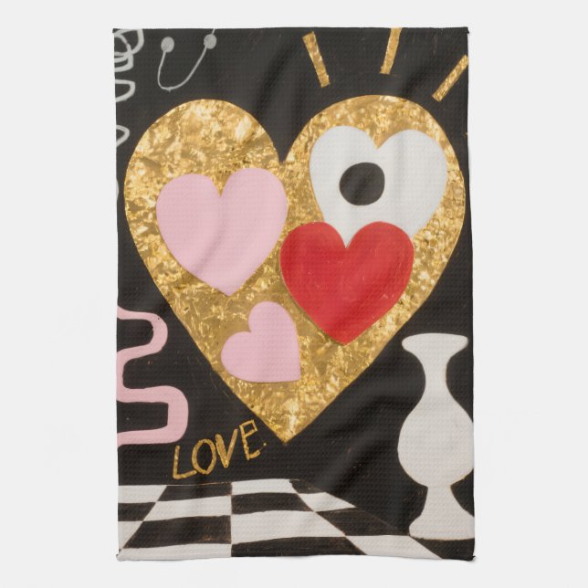 Linge De Cuisine Coeurs d'amour (Vertical)