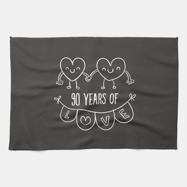 Linge De Cuisine Coeurs de calèche-cadeaux du 90e anniversaire (Horizontal)