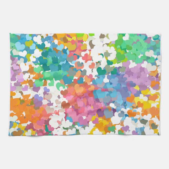 Linge De Cuisine Cœurs de Confettis Pastels (Horizontal)