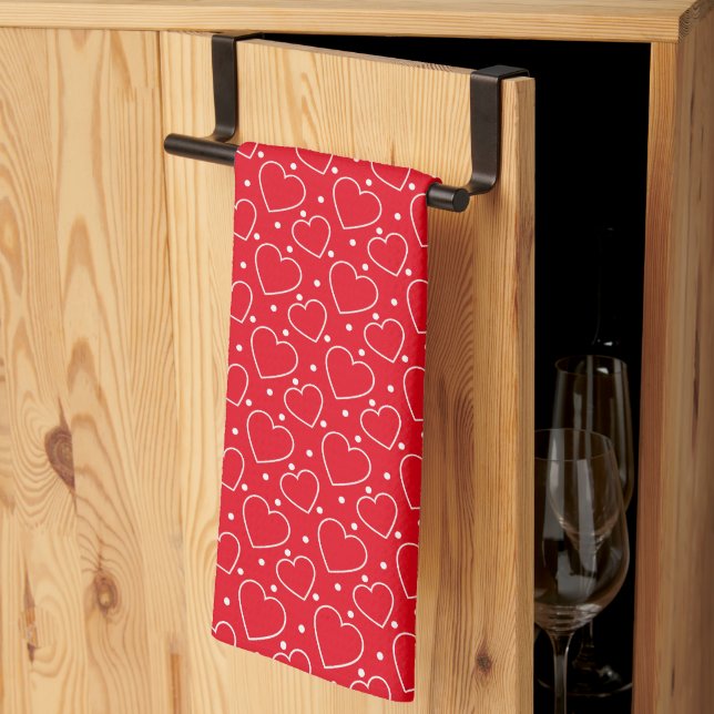 Linge De Cuisine Cœurs de la Saint-Valentin  (Pliage en tiers)