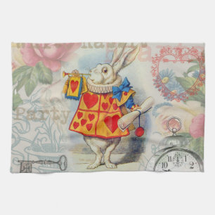 Linge De Cuisine Cœurs de Lapin Blanc Alice Classique
