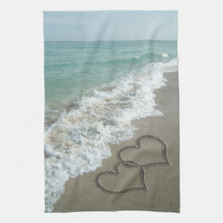 Linge De Cuisine Coeurs de sable sur la plage