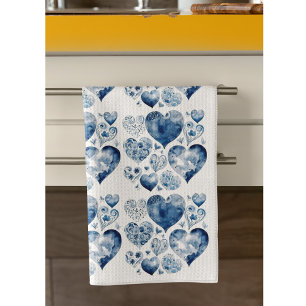 Linge De Cuisine Coeurs en Delft Blue