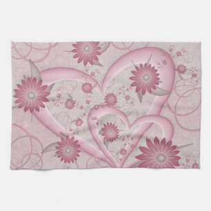 Linge De Cuisine Cœurs et fleurs abstraits roses Amour Art fractal