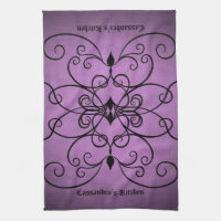Coeurs et tourbillons noirs et violets personnalis