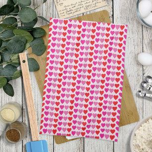 Linge De Cuisine Coeurs fuchsia rose rouge