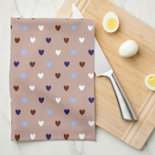 Linge De Cuisine Coeurs Polka sur brun pâle