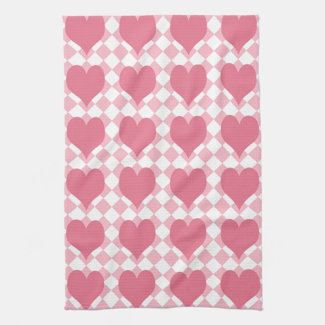 Linge De Cuisine Coeurs roses (Vertical)