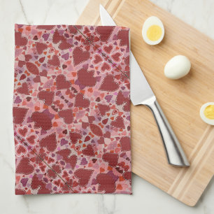 Linge De Cuisine Coeurs rouge et rose