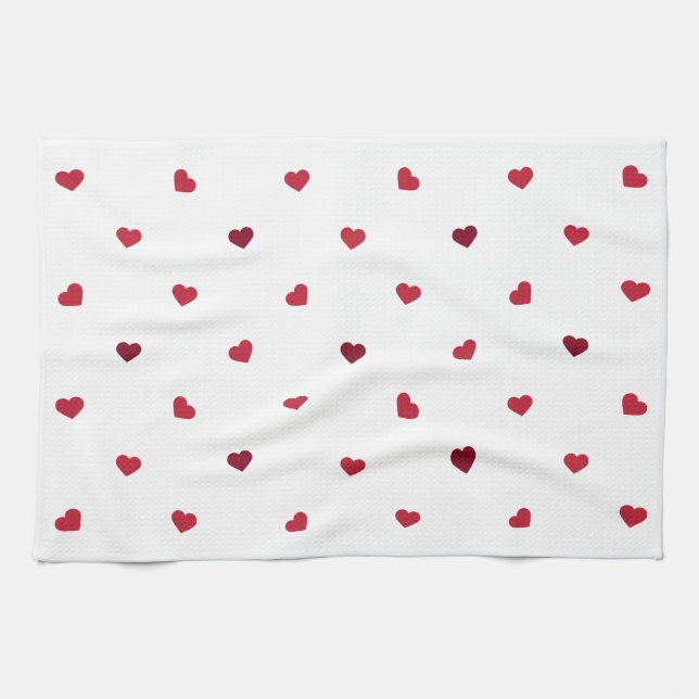 Linge De Cuisine Coeurs rouges (Horizontal)