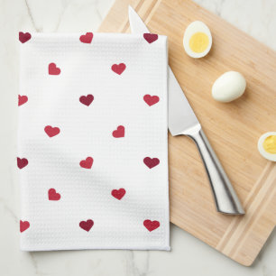 Linge De Cuisine Coeurs rouges