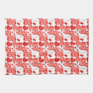 Linge De Cuisine Coeurs rouges, amour.