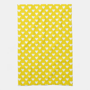 Linge De Cuisine Coeurs sur le jaune
