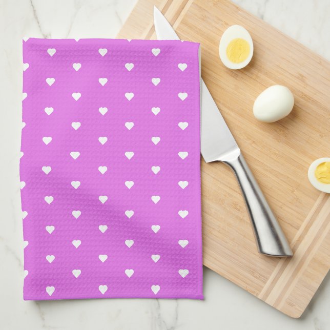 Linge De Cuisine Cœurs violets (Quart Plié)