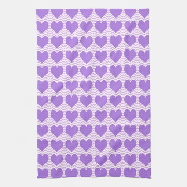 Linge De Cuisine Cœurs violets (Vertical)