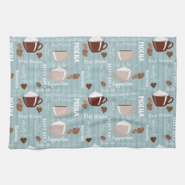 Linge De Cuisine Coffee Cups Blue Vertical Lines Caffeine Grains (Horizontal)