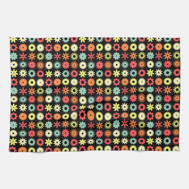 Linge De Cuisine Cogs - Couleurs 04 - sur Noir (Horizontal)