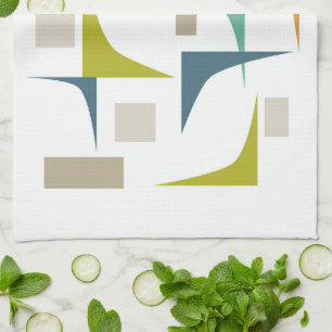 Linge De Cuisine Coins géométriques colorés du milieu du siècle mod