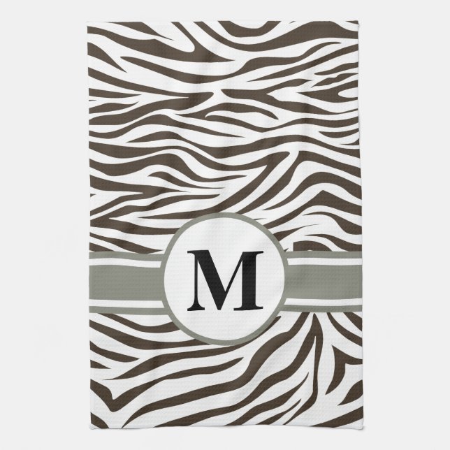 Linge De Cuisine Cola Safari Zebra avec monogramme (Vertical)