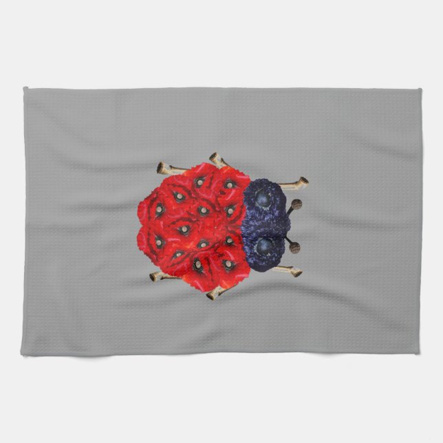 Linge De Cuisine Coléoptère Fleur de Coquelicot Graphique (Horizontal)