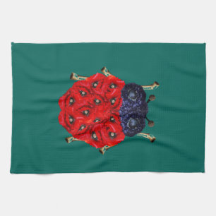 Linge De Cuisine Coléoptère Fleur de Pavot Rouge Graphique