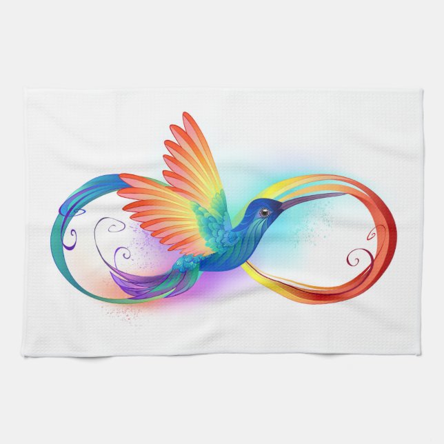 Linge De Cuisine Colibri arc-en-ciel avec symbole Infinity (Horizontal)