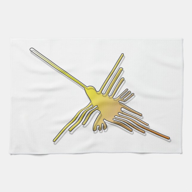 Linge De Cuisine Colibri des lignes de Nazca dorées (Horizontal)