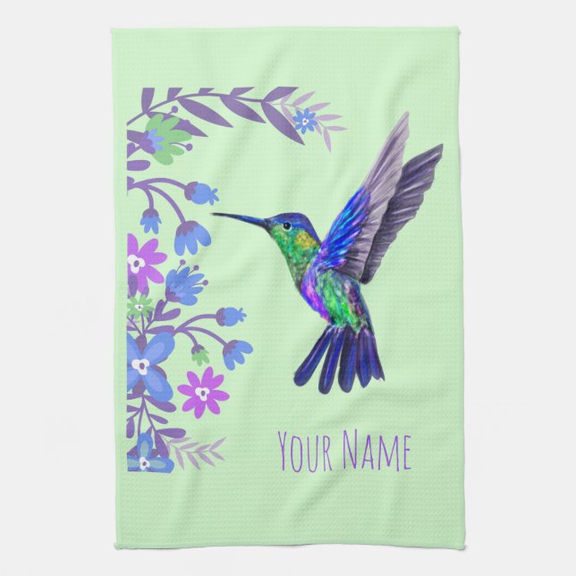 Linge De Cuisine Colibri Design Fleurs Botaniques Amateurs d'oiseau (Vertical)