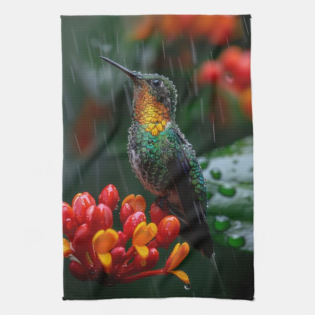 Linge De Cuisine Colibri perché sur une fleur vive (Vertical)